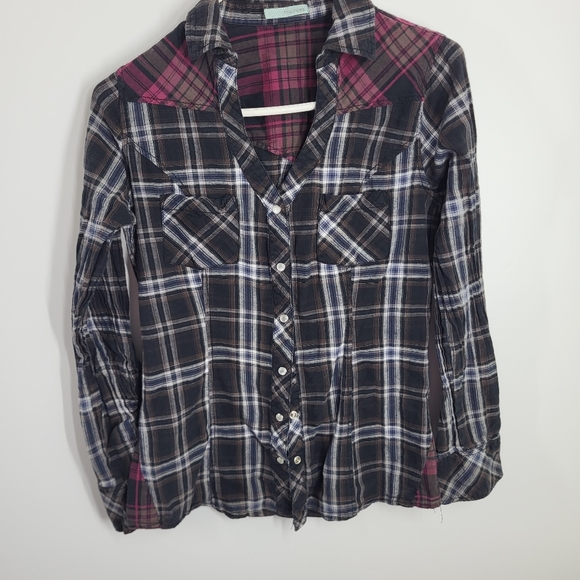 Threaded Pear Mila Western Print Patch Long Sleeve Top